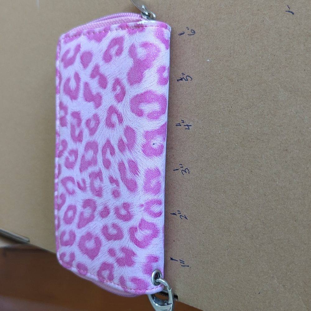 Small pink animal print wallet